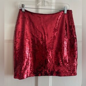 Simons | NWT Red Sequin Mini Skirt